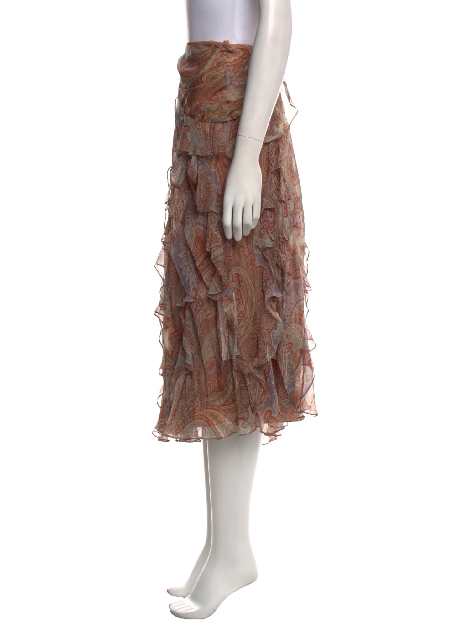 Ralph Lauren Black Label Silk Midi Length Skirt