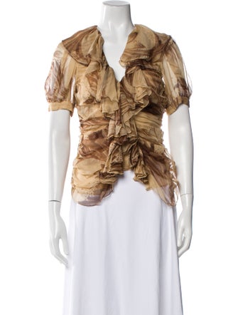 Ralph Lauren Black Label Silk V-Neck Blouse