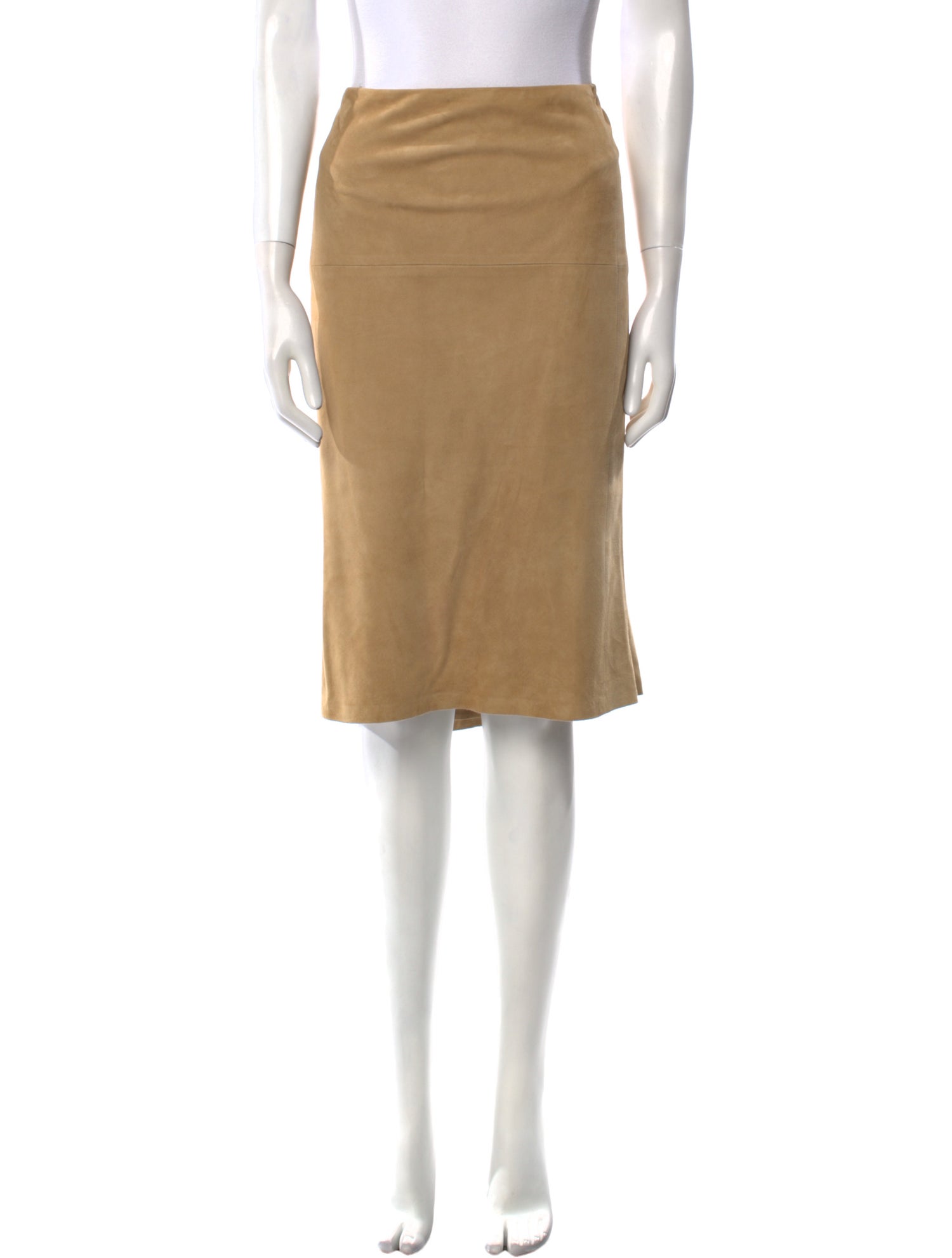 Ralph Lauren Black Label Suede Knee-Length Skirt