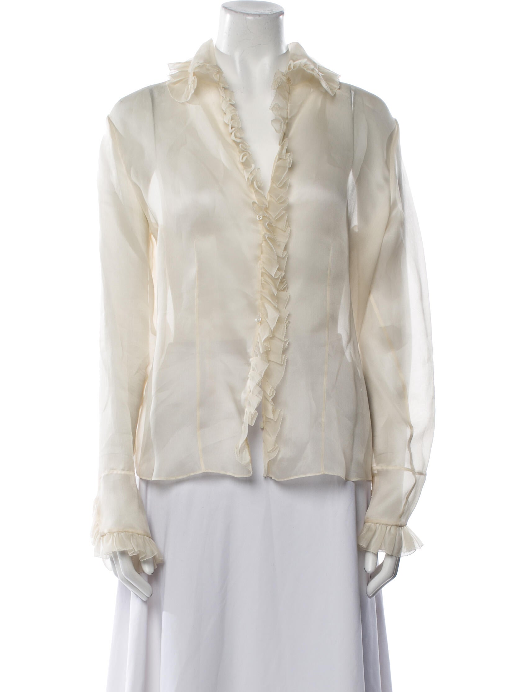 Ralph Lauren Black Label Silk V-Neck Blouse