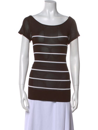 Ralph Lauren Black Label Striped Bateau Neckline T-Shirt