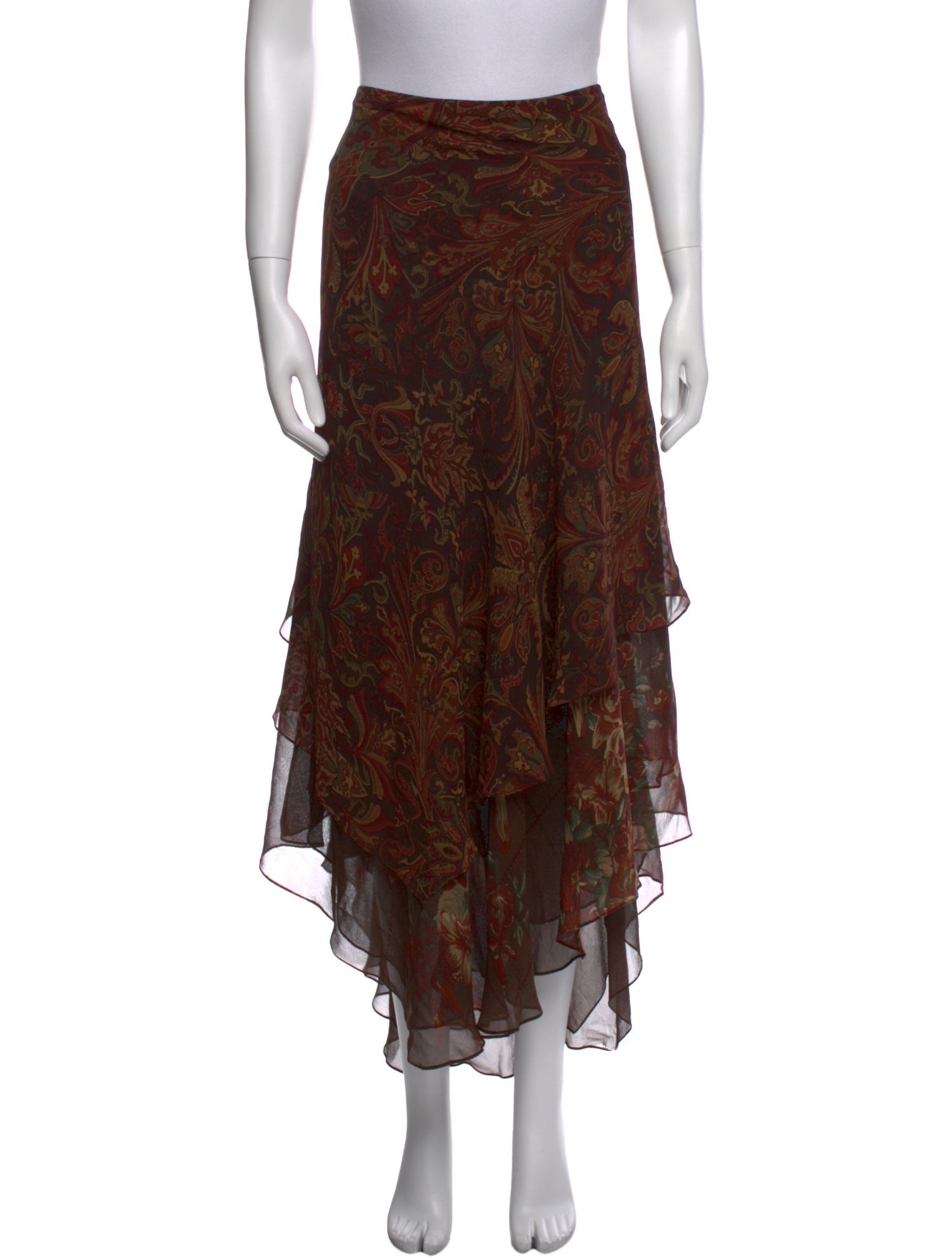 Ralph Lauren Black Label Paisley Print Midi Length Skirt