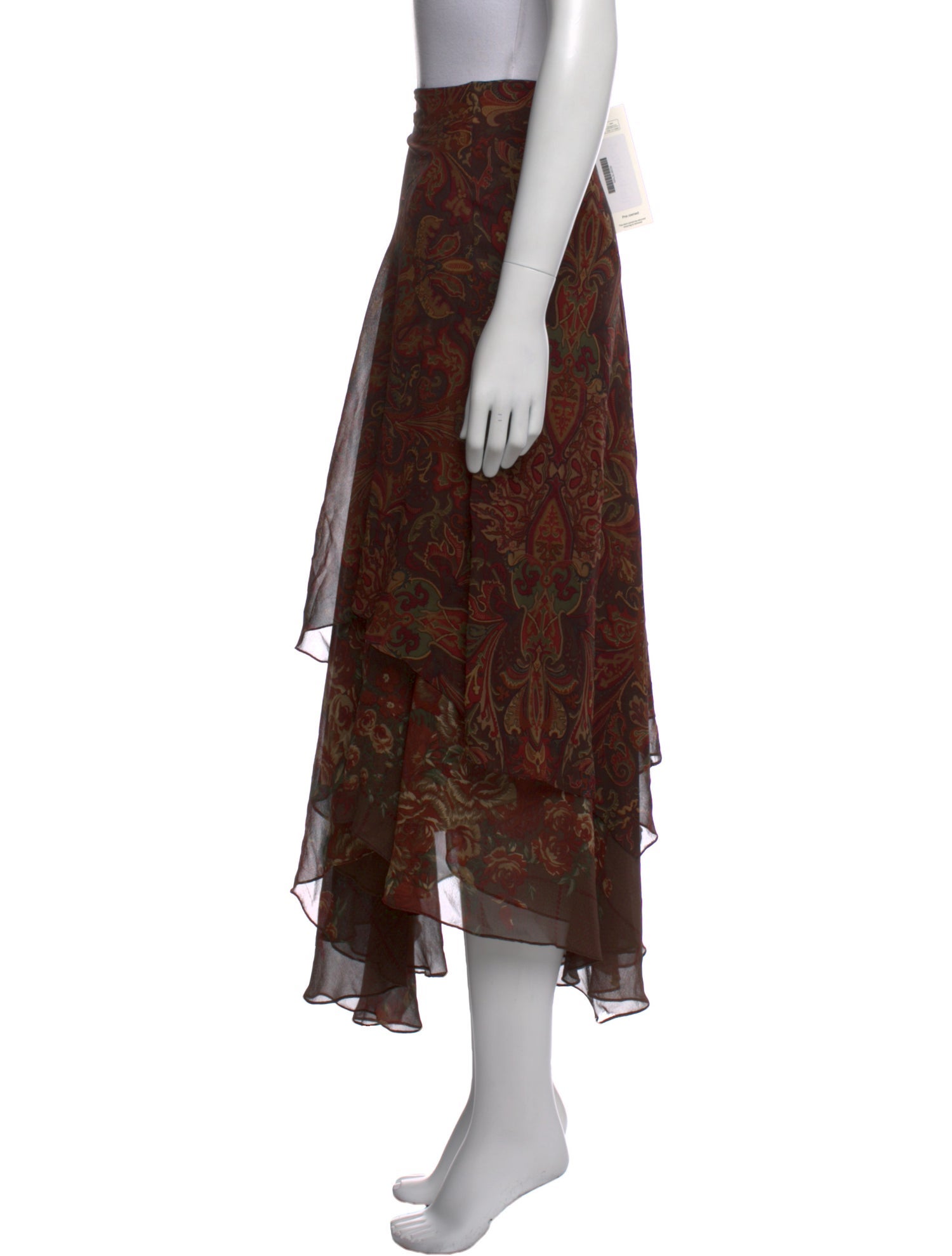 Ralph Lauren Black Label Paisley Print Midi Length Skirt