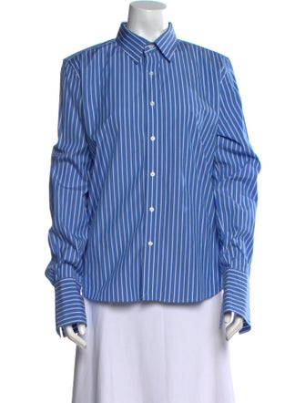 Ralph Lauren Black Label Striped Long Sleeve Button-Up Top