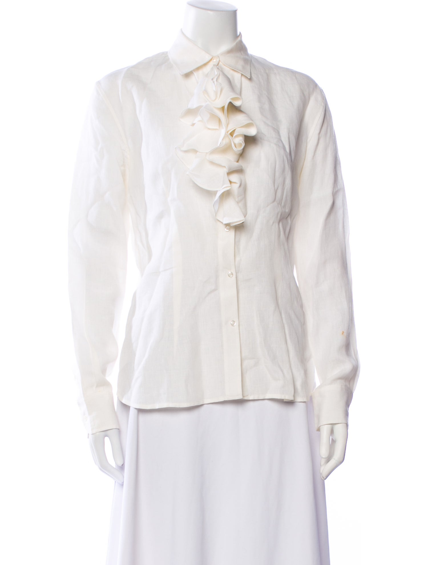 Ralph Lauren Black Label Linen Long Sleeve Button-Up Top