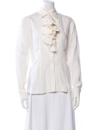 Ralph Lauren Black Label Linen Long Sleeve Button-Up Top