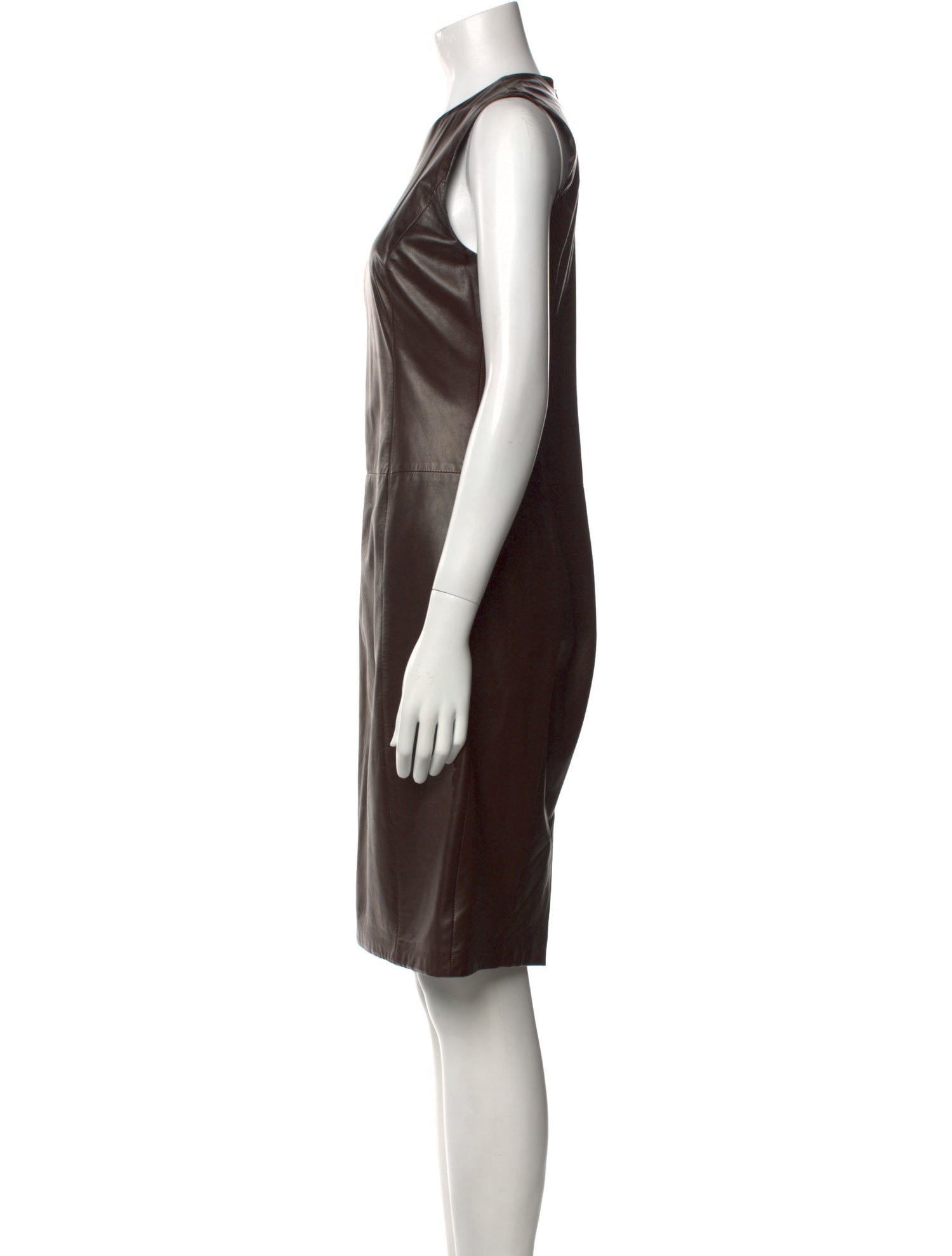 Ralph Lauren Black Label Lamb Leather Knee-Length Dress
