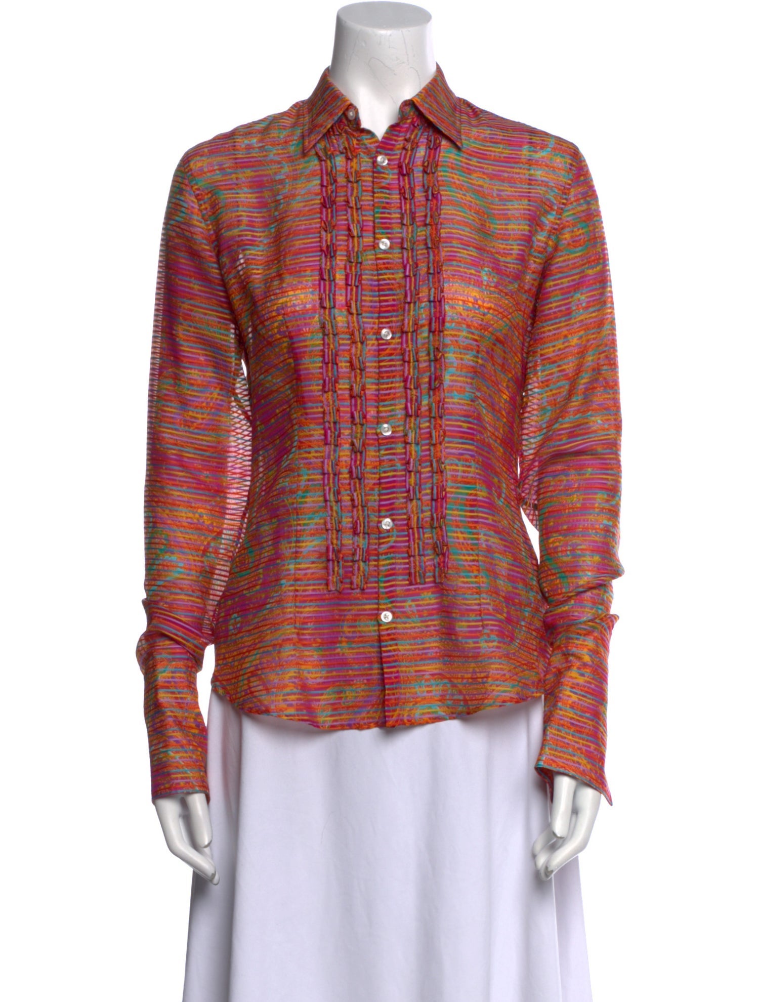 Ralph Lauren Black Label Silk Printed Button-Up Top