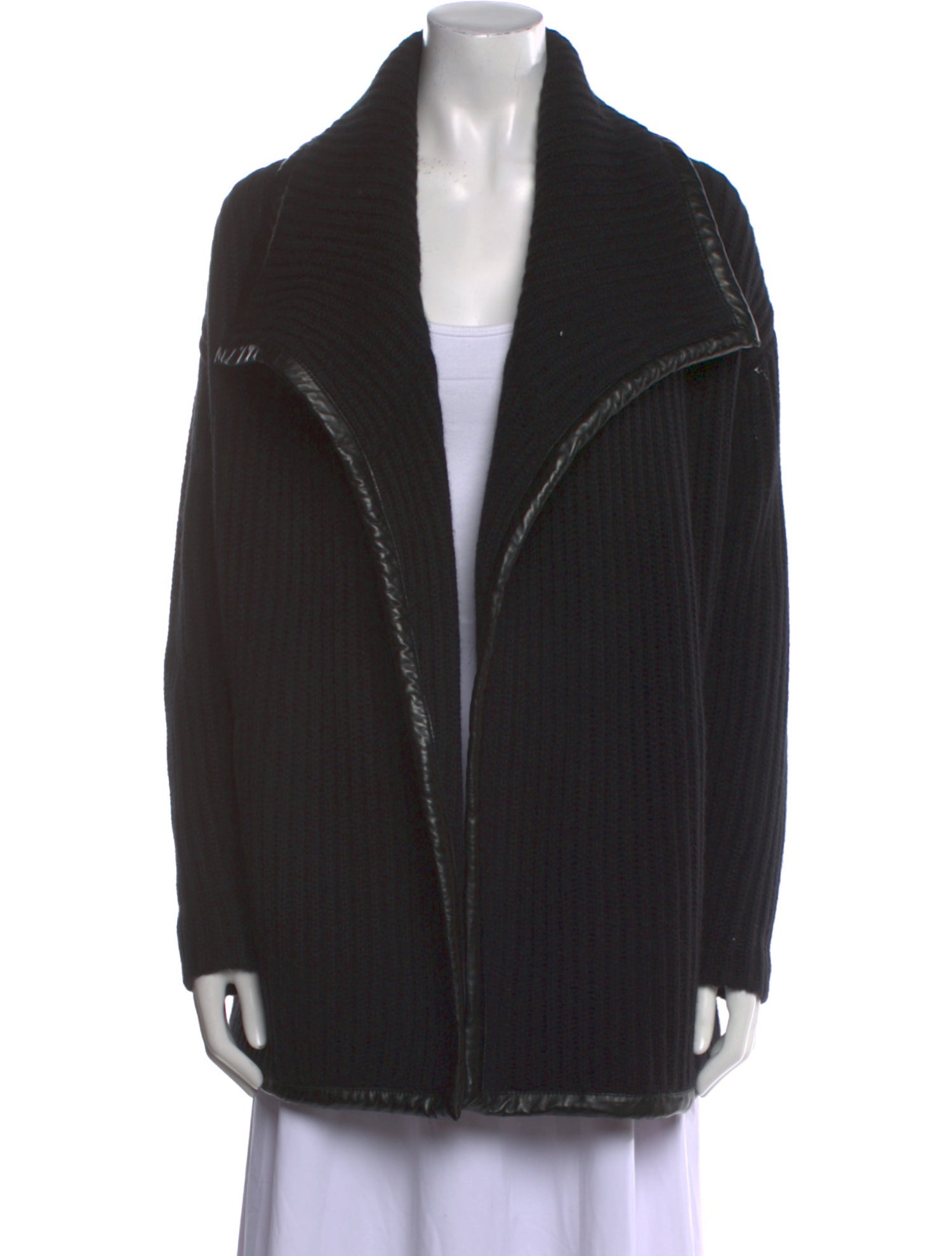 Ralph Lauren Black Label Lamb Leather V-Neck Sweater