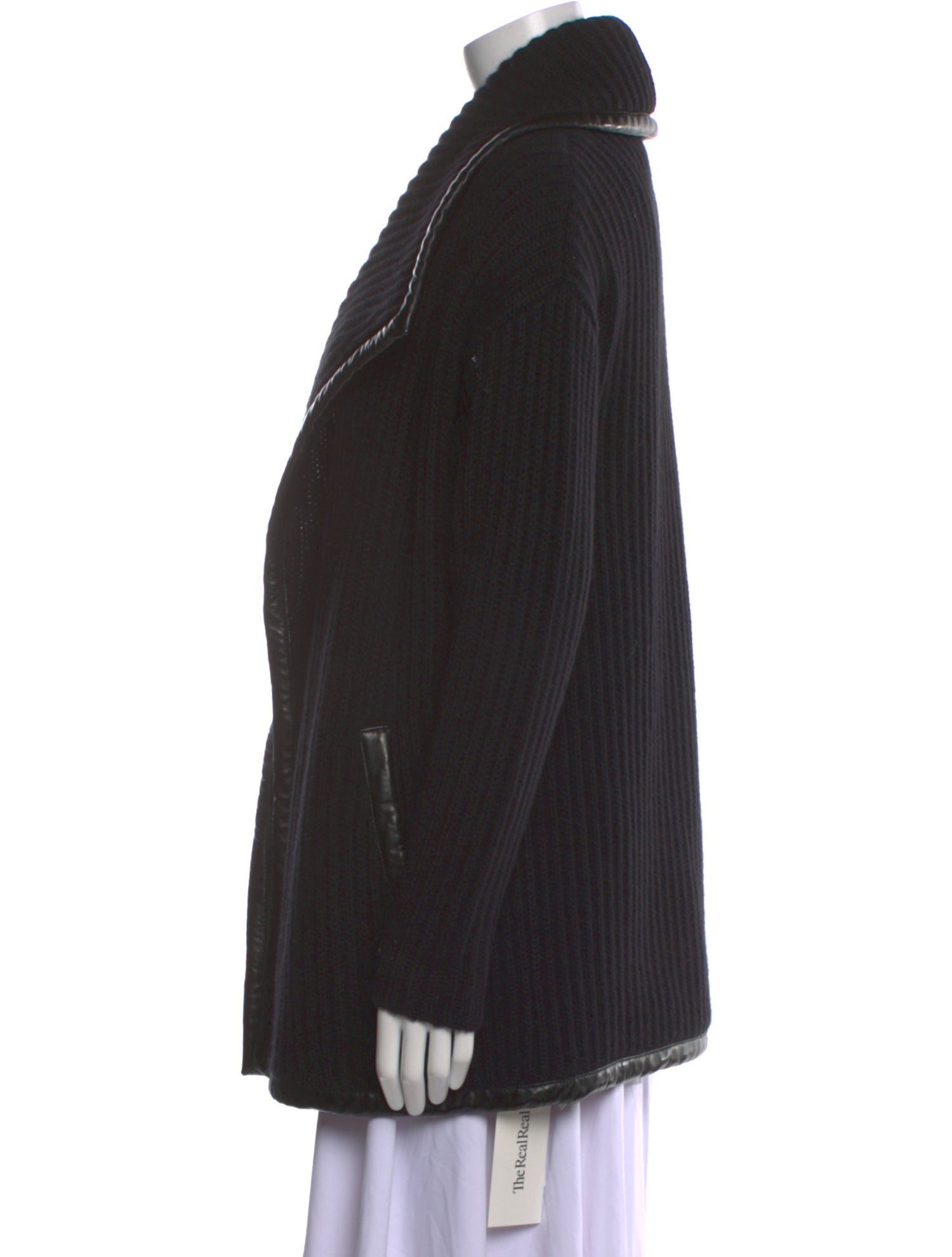 Ralph Lauren Black Label Lamb Leather V-Neck Sweater