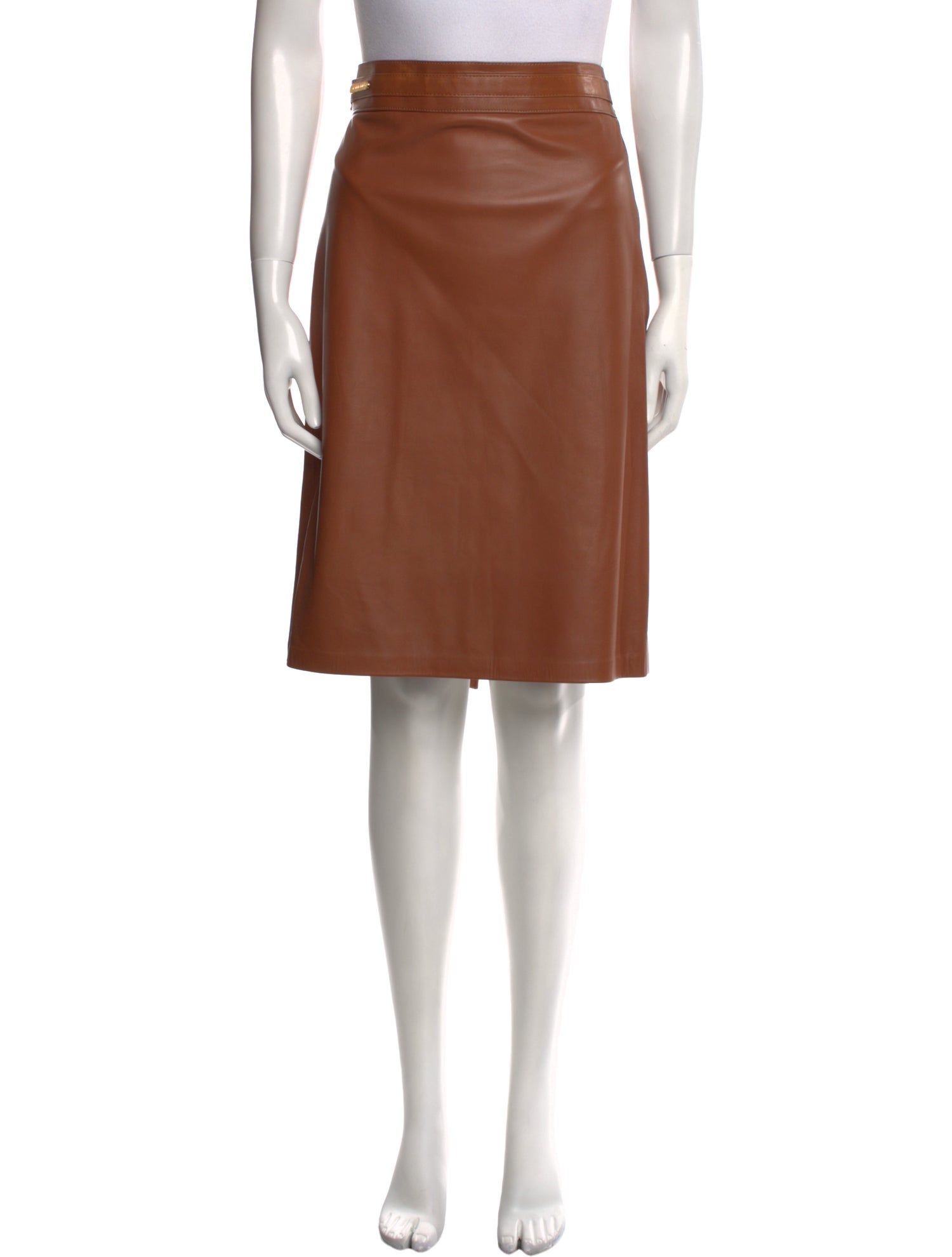 Ralph Lauren Black Label Lambskin Knee-Length Skirt