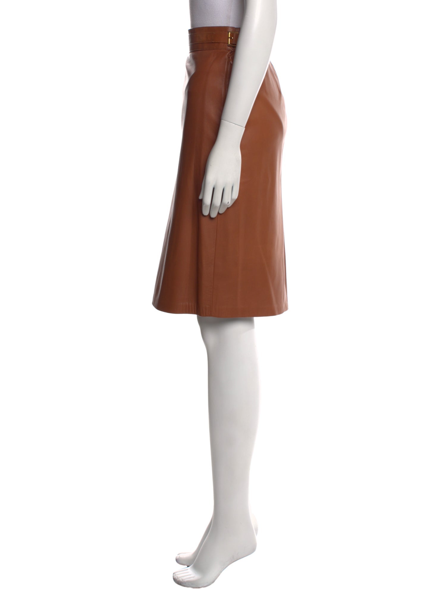 Ralph Lauren Black Label Lambskin Knee-Length Skirt