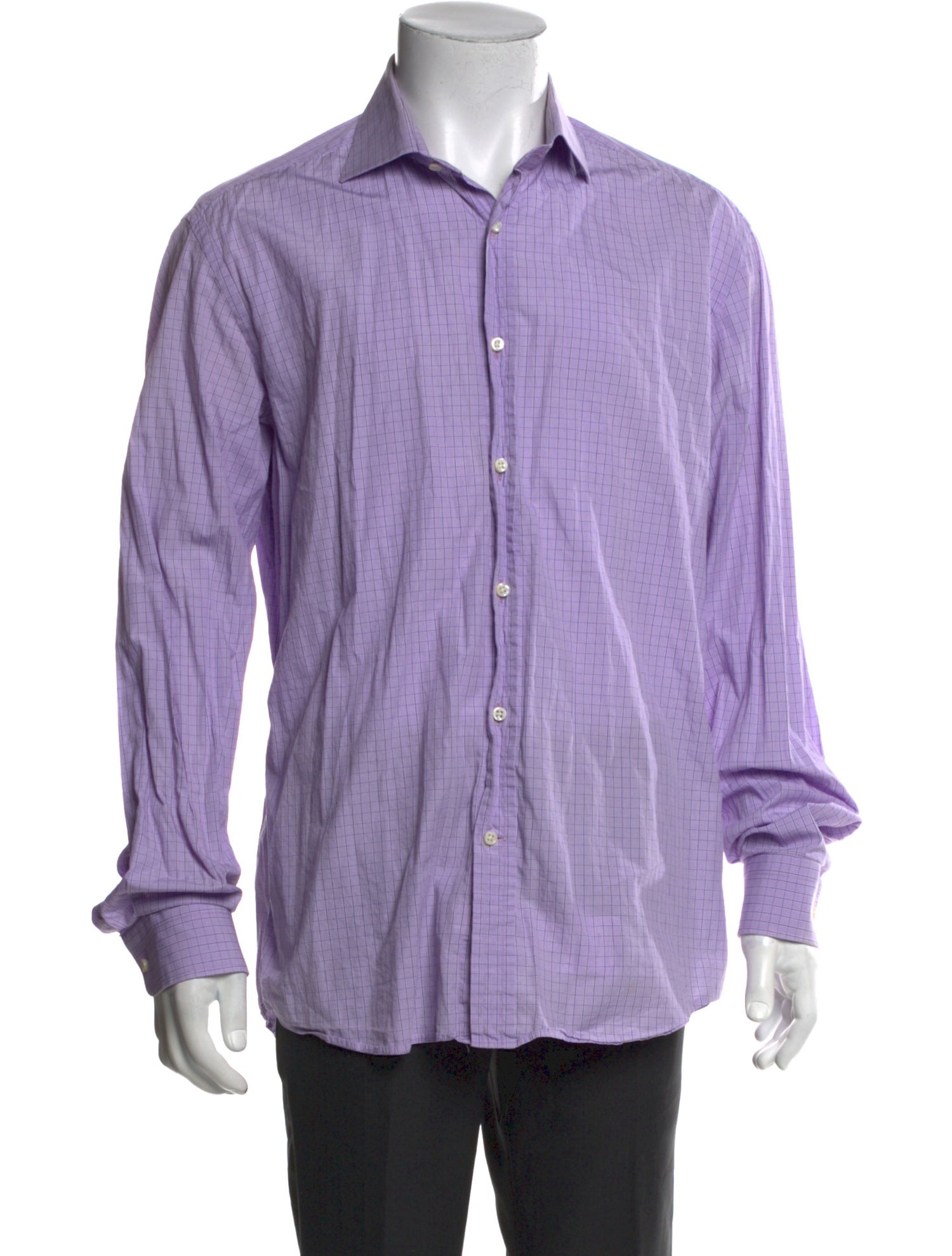 Ralph Lauren Black Label Plaid Print Long Sleeve Dress Shirt