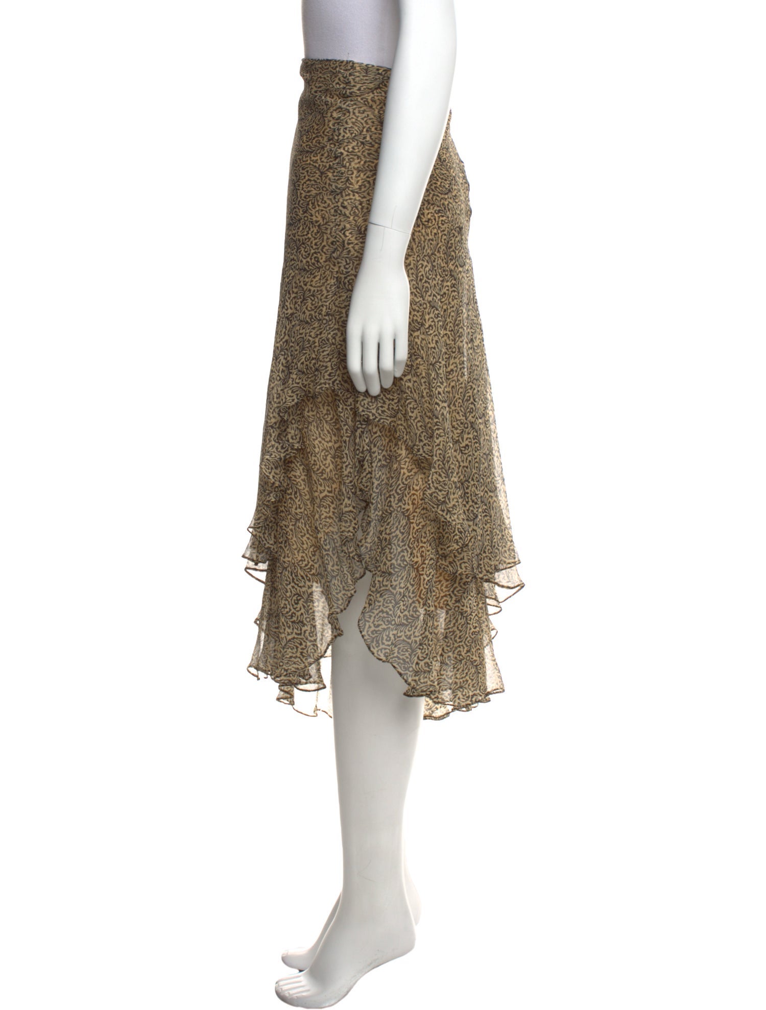 Ralph Lauren Black Label Silk Midi Length Skirt