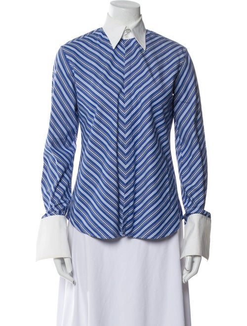 Ralph Lauren Black Label Striped Long Sleeve Button-Up Top