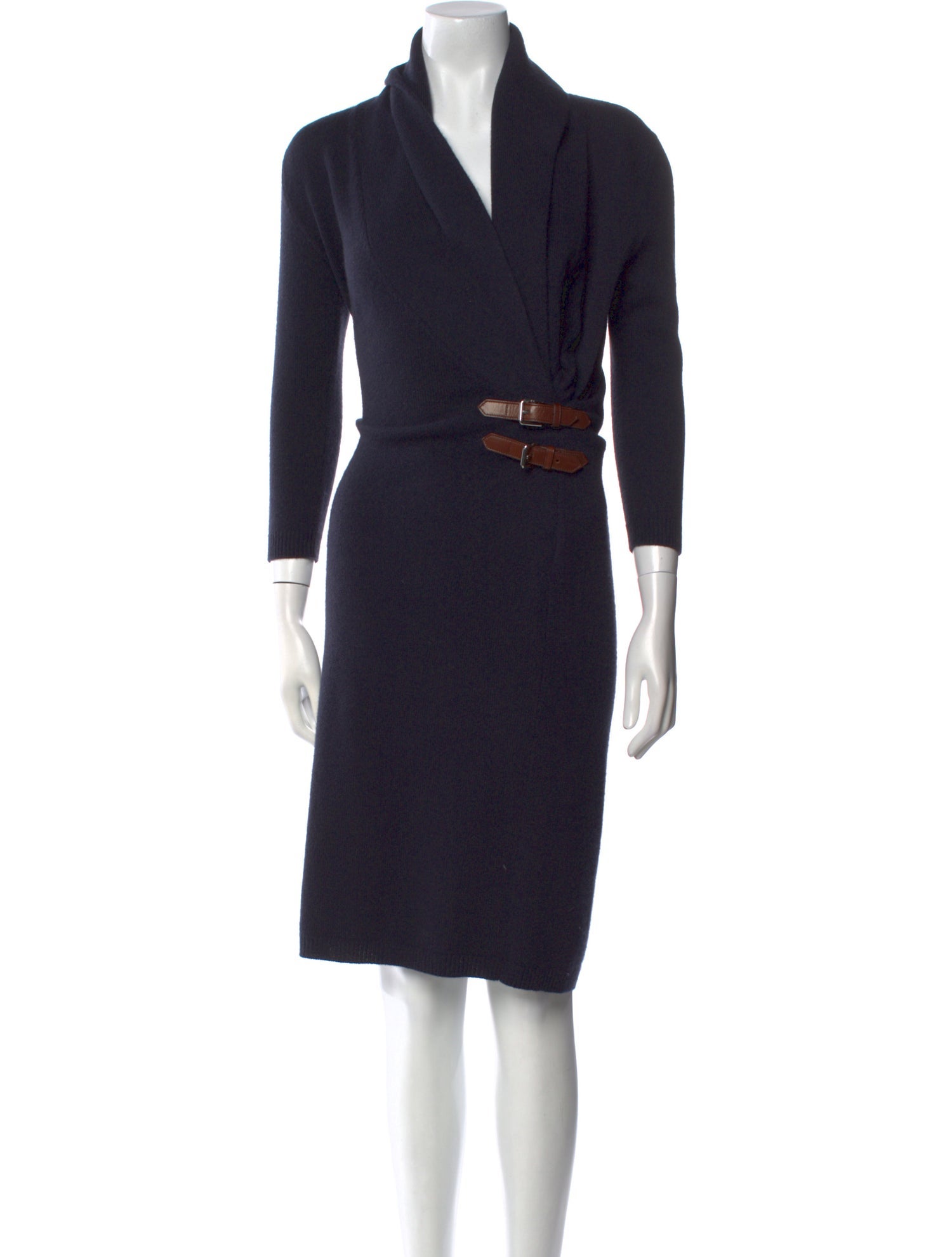 Ralph Lauren Black Label Merino Wool Midi Length Dress