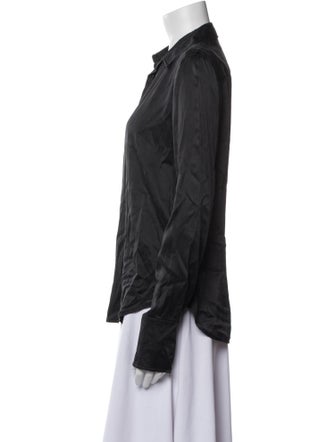 Ralph Lauren Black Label Silk Long Sleeve Button-Up Top