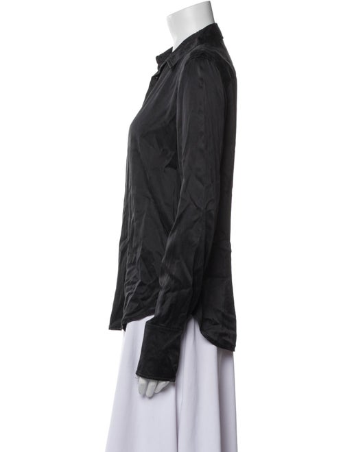 Ralph Lauren Black Label Silk Long Sleeve Button-Up Top