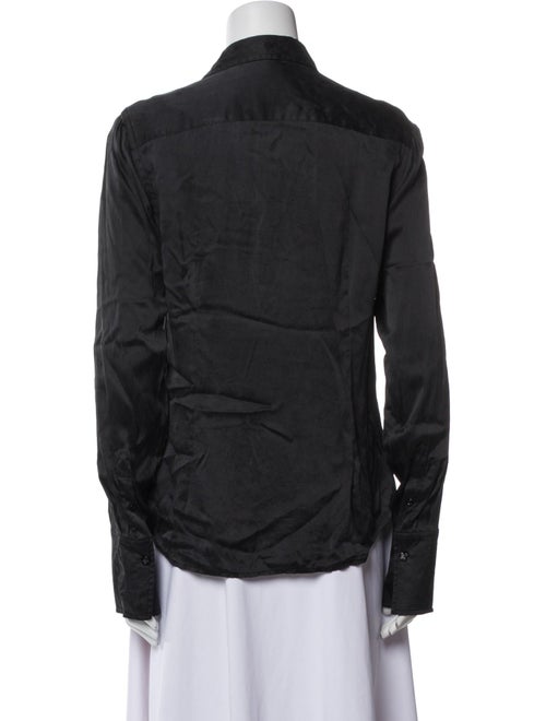 Ralph Lauren Black Label Silk Long Sleeve Button-Up Top