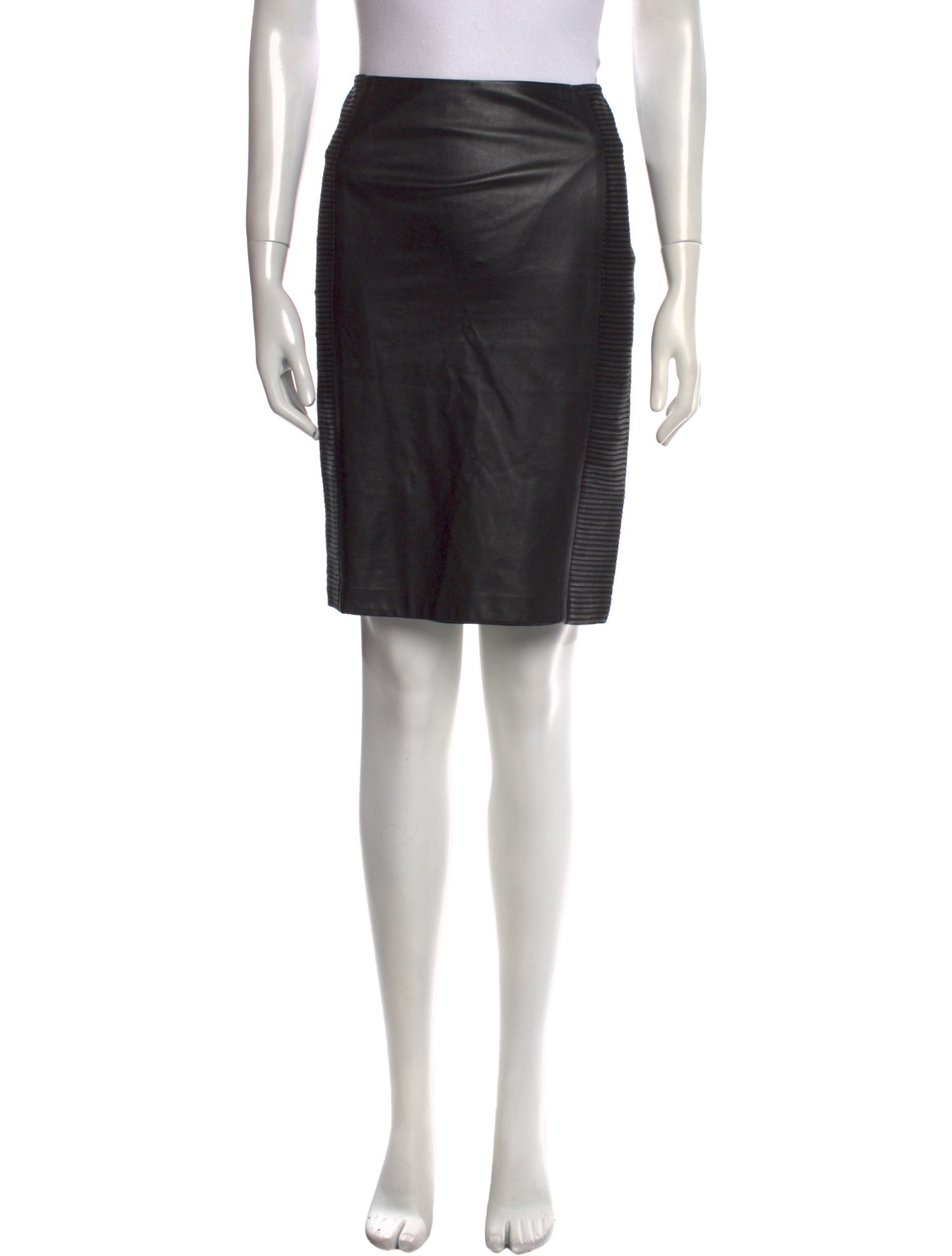 Ralph Lauren Black Label Lamb Leather Knee-Length Skirt