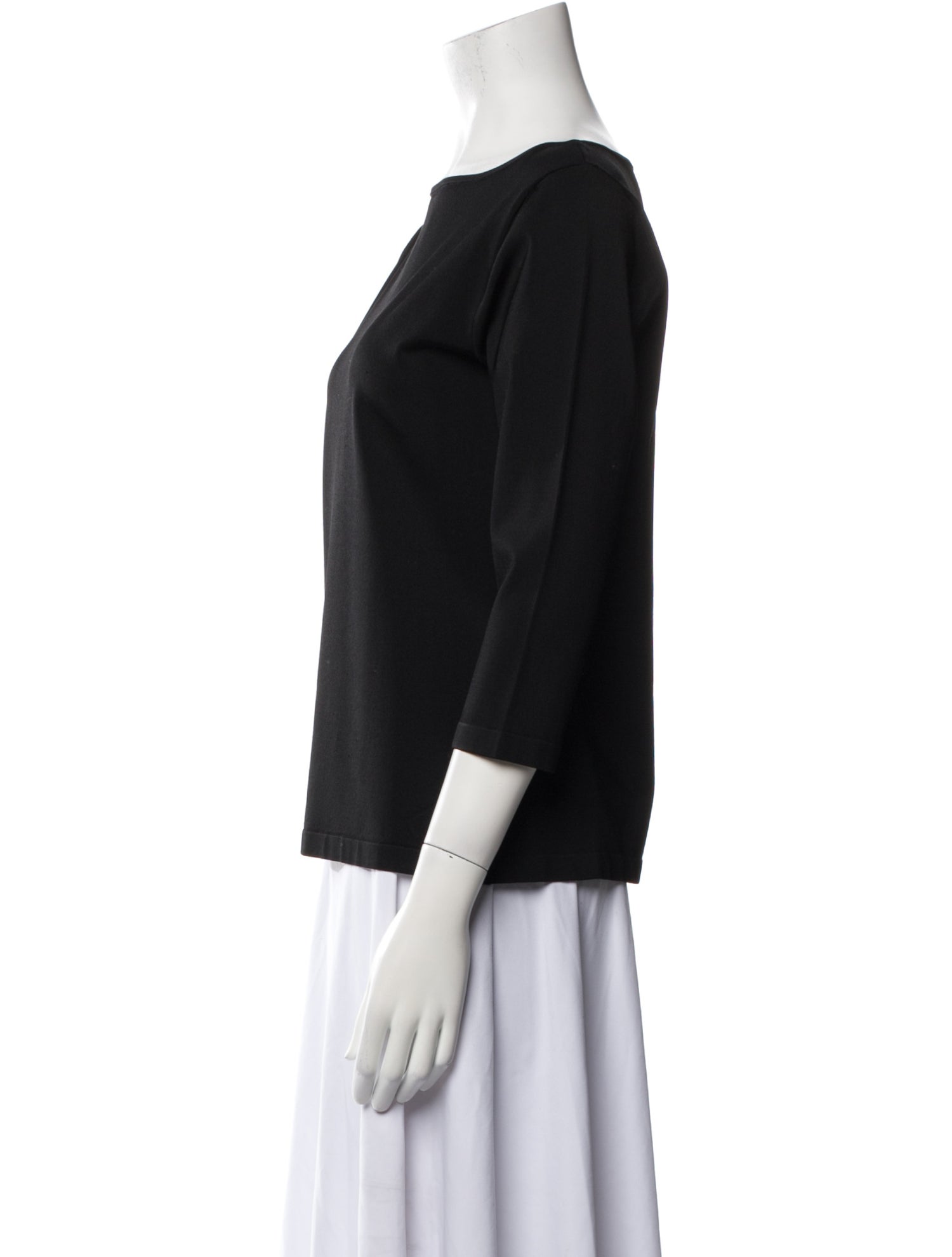 Ralph Lauren Black Label Bateau Neckline Three-Quarter Sleeve Top