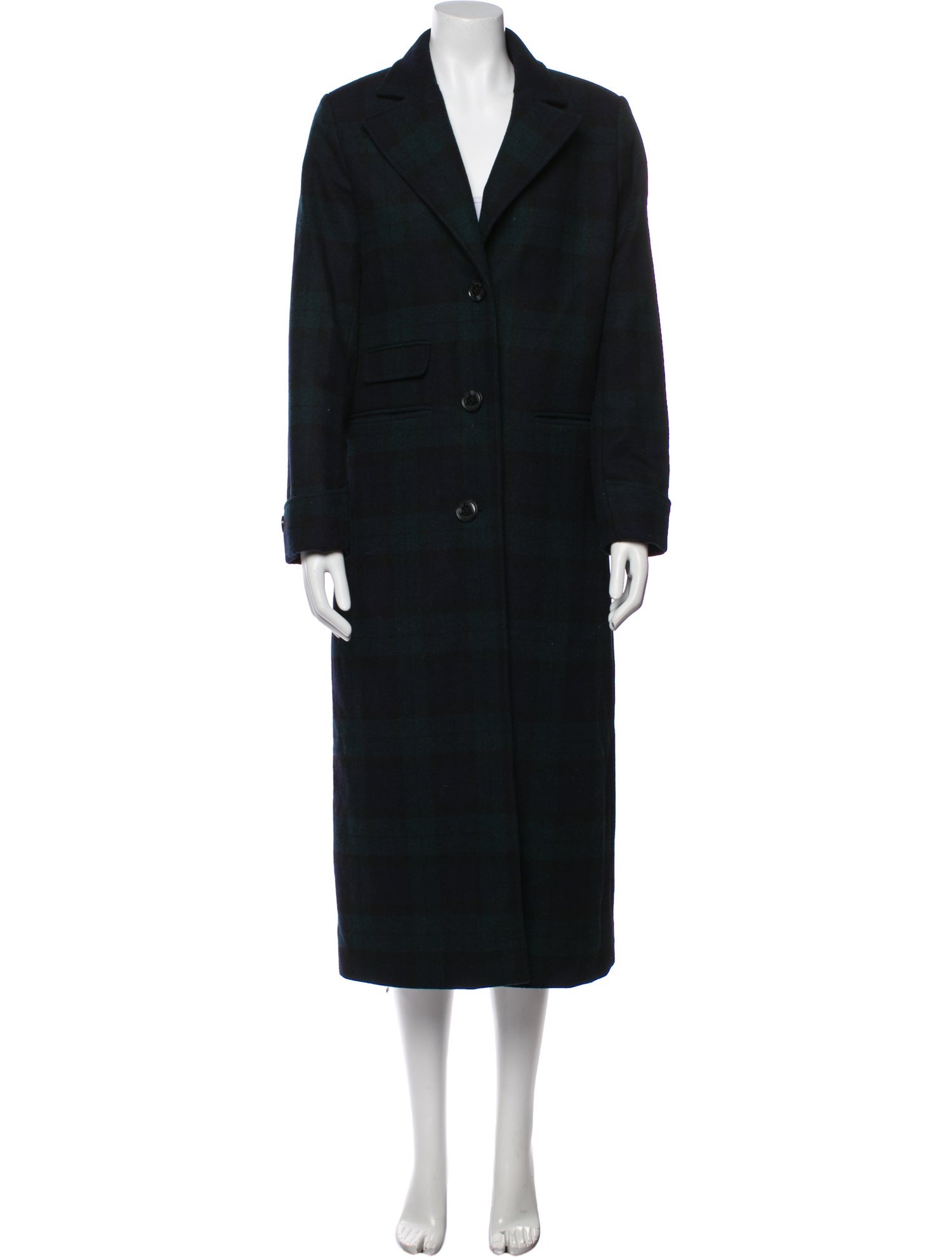 Ralph Lauren Black Label Wool Plaid Print Faux Fur Coat