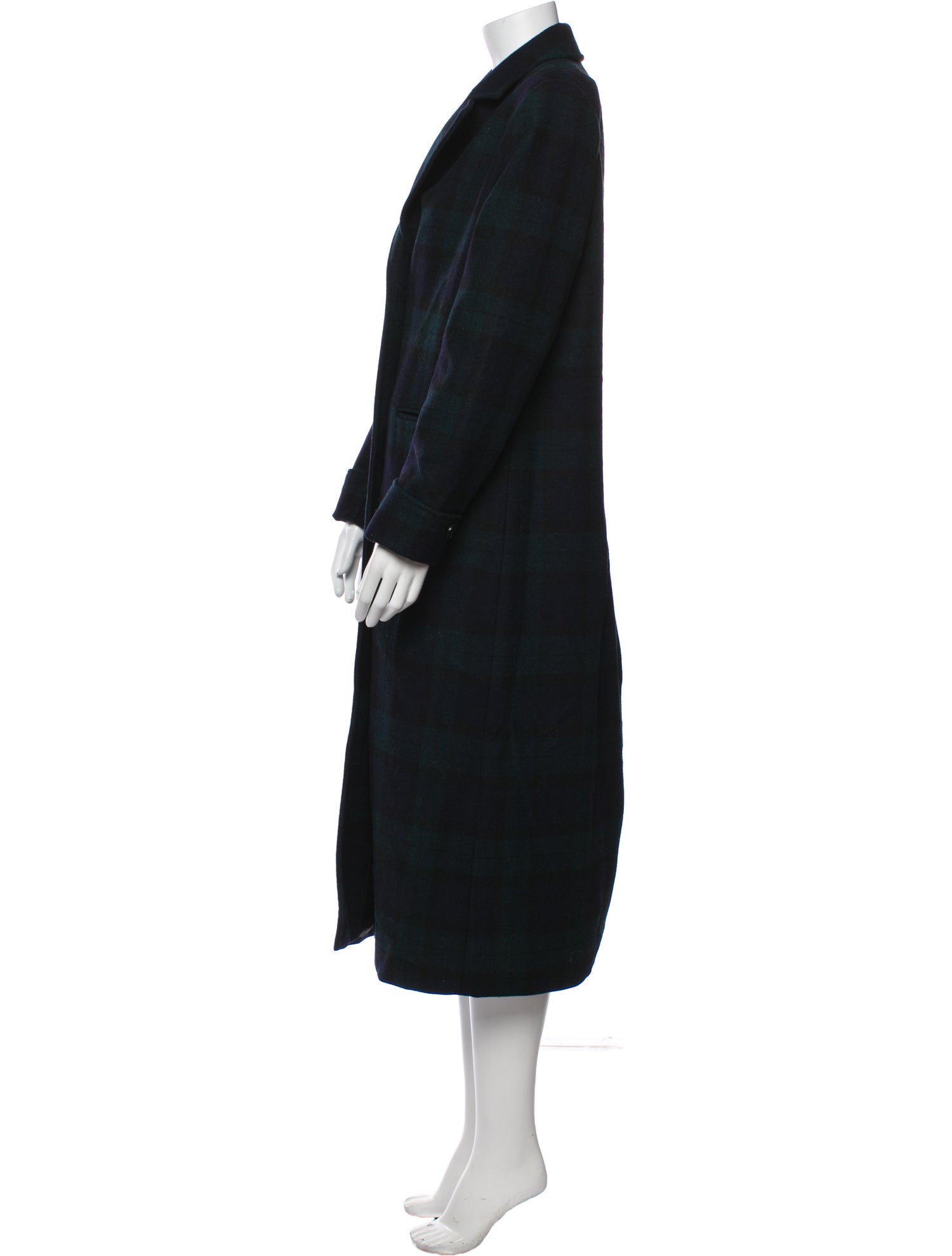 Ralph Lauren Black Label Wool Plaid Print Faux Fur Coat