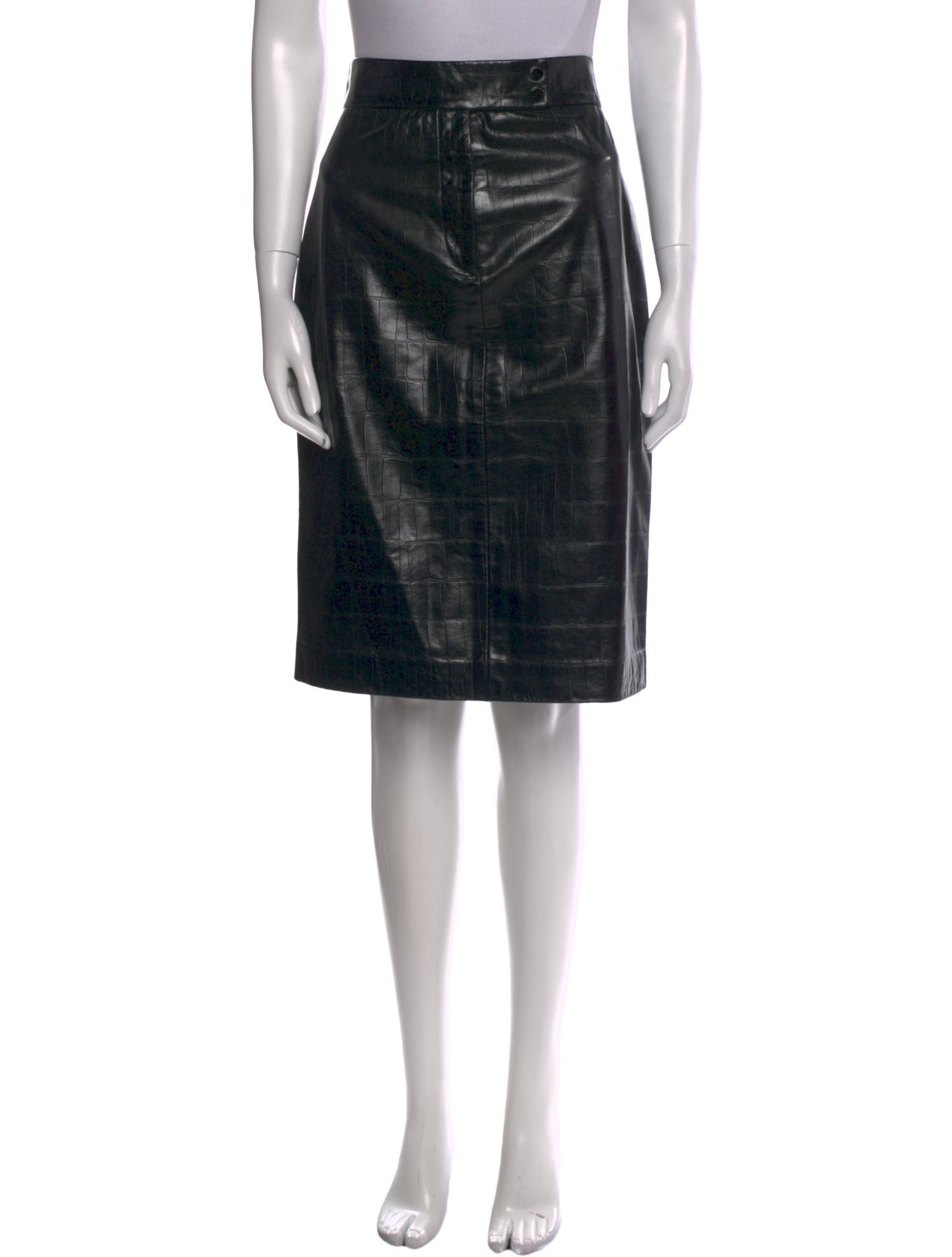 Ralph Lauren Black Label Leather Knee-Length Skirt