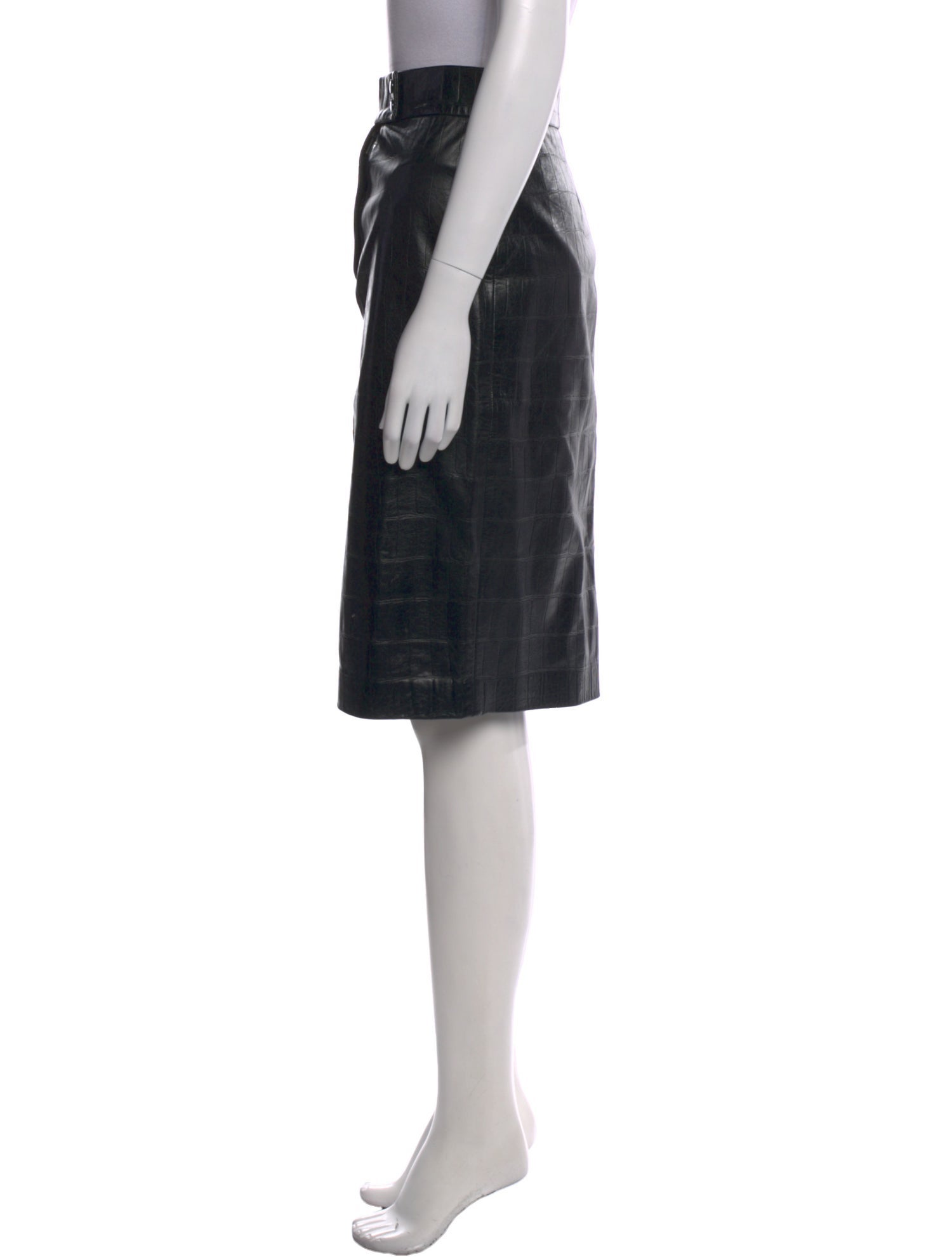 Ralph Lauren Black Label Leather Knee-Length Skirt