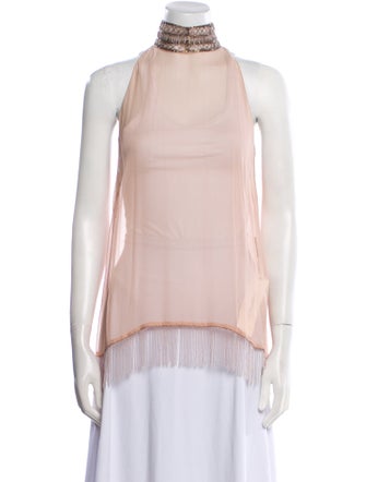 Ralph Lauren Black Label Silk Mock Neck Blouse