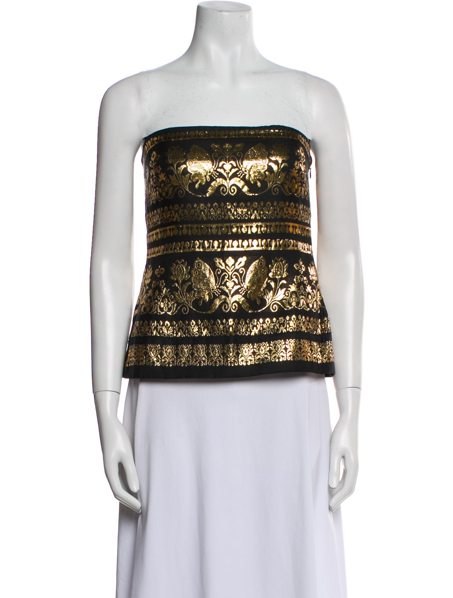 Ralph Lauren Black Label Patterned Strapless Crop Top