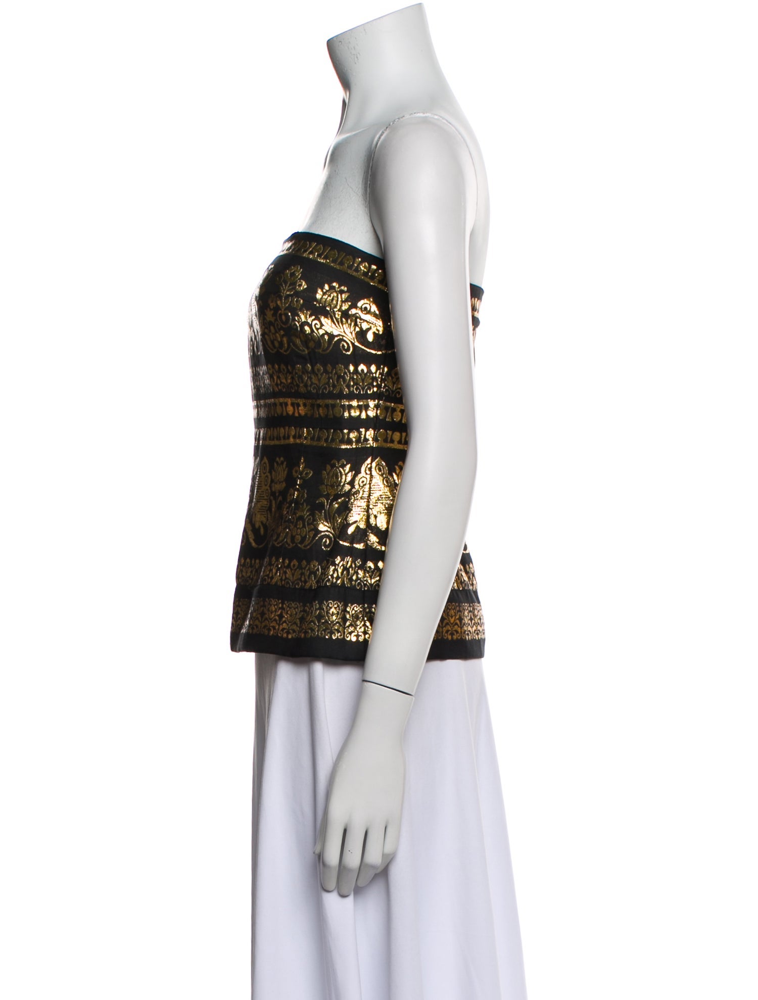 Ralph Lauren Black Label Patterned Strapless Crop Top