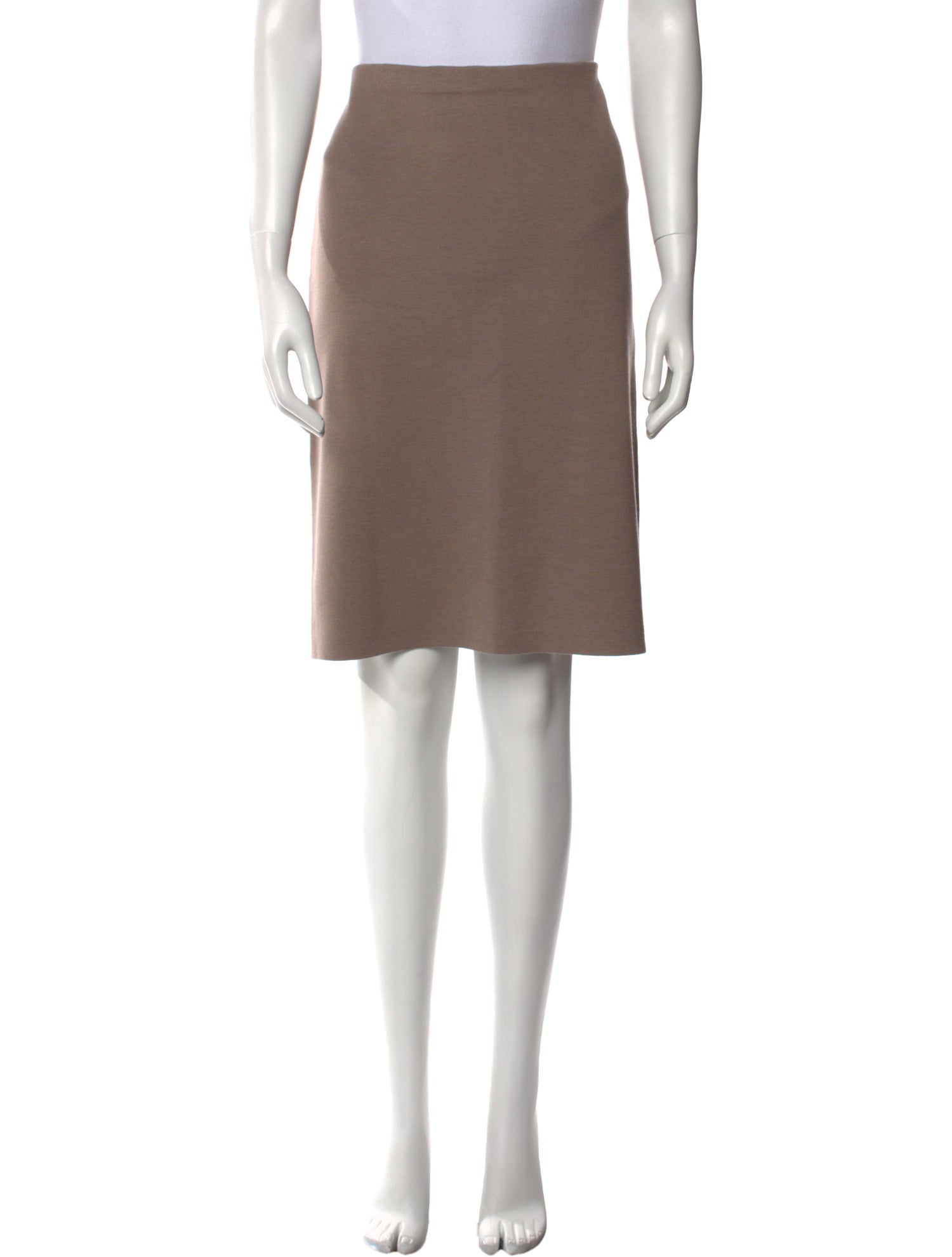 Ralph Lauren Black Label Leather Trim Embellishment Knee-Length Skirt