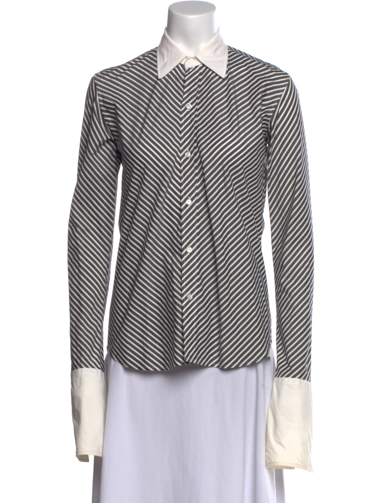 Ralph Lauren Black Label Striped Long Sleeve Button-Up Top