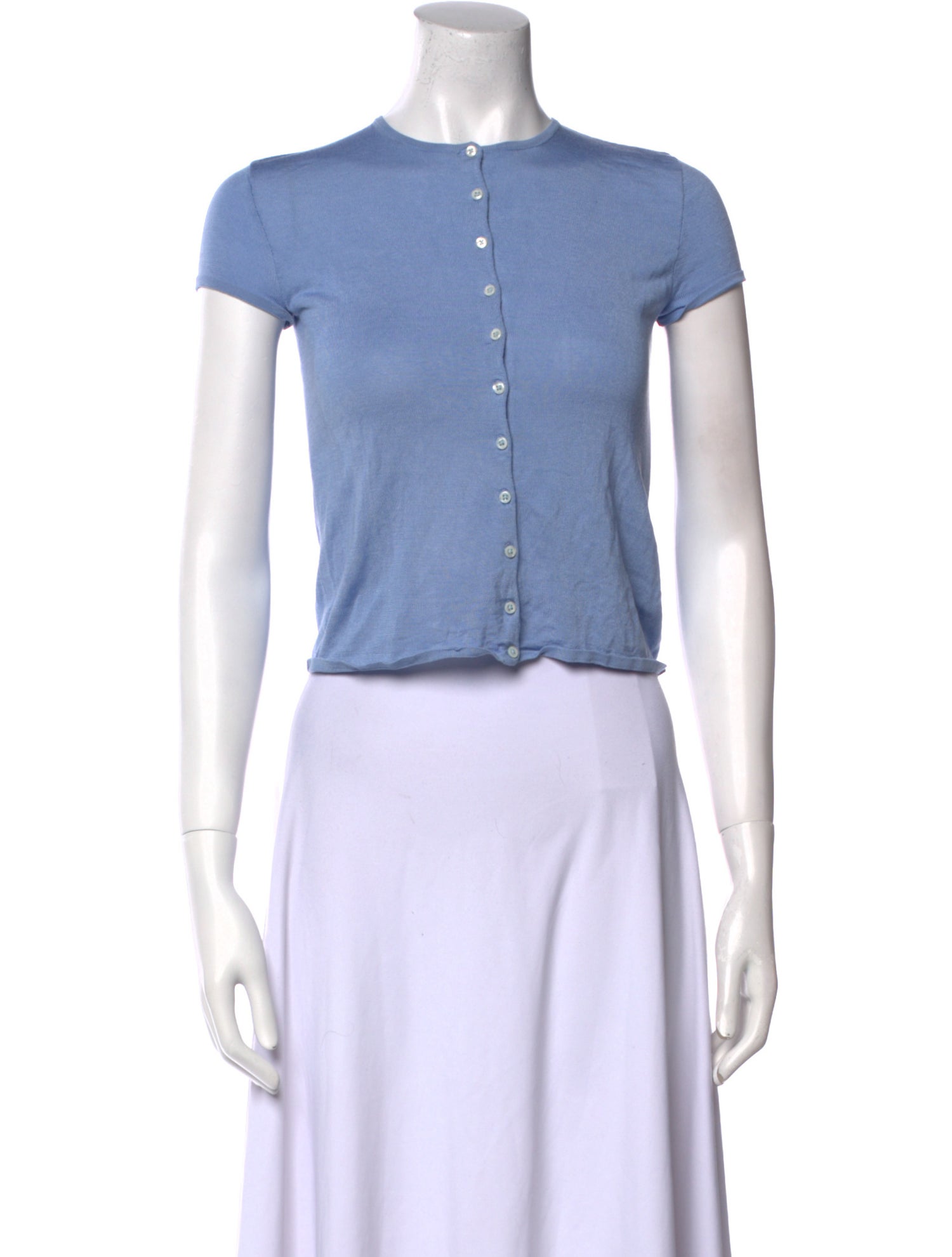 Ralph Lauren Black Label Silk Crew Neck Crop Top