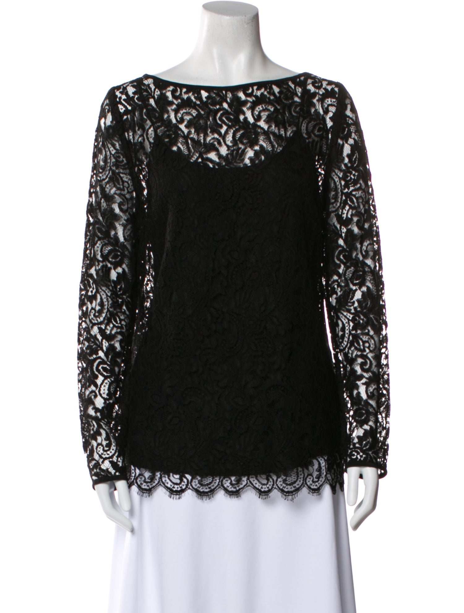 Ralph Lauren Black Label Lace Pattern Bateau Neckline Tunic