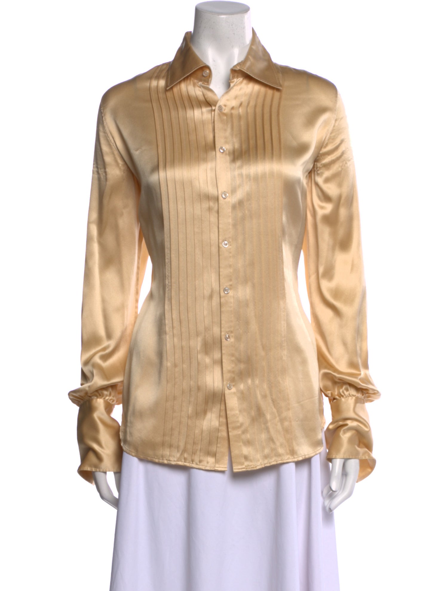 Ralph Lauren Black Label Silk Striped Button-Up Top