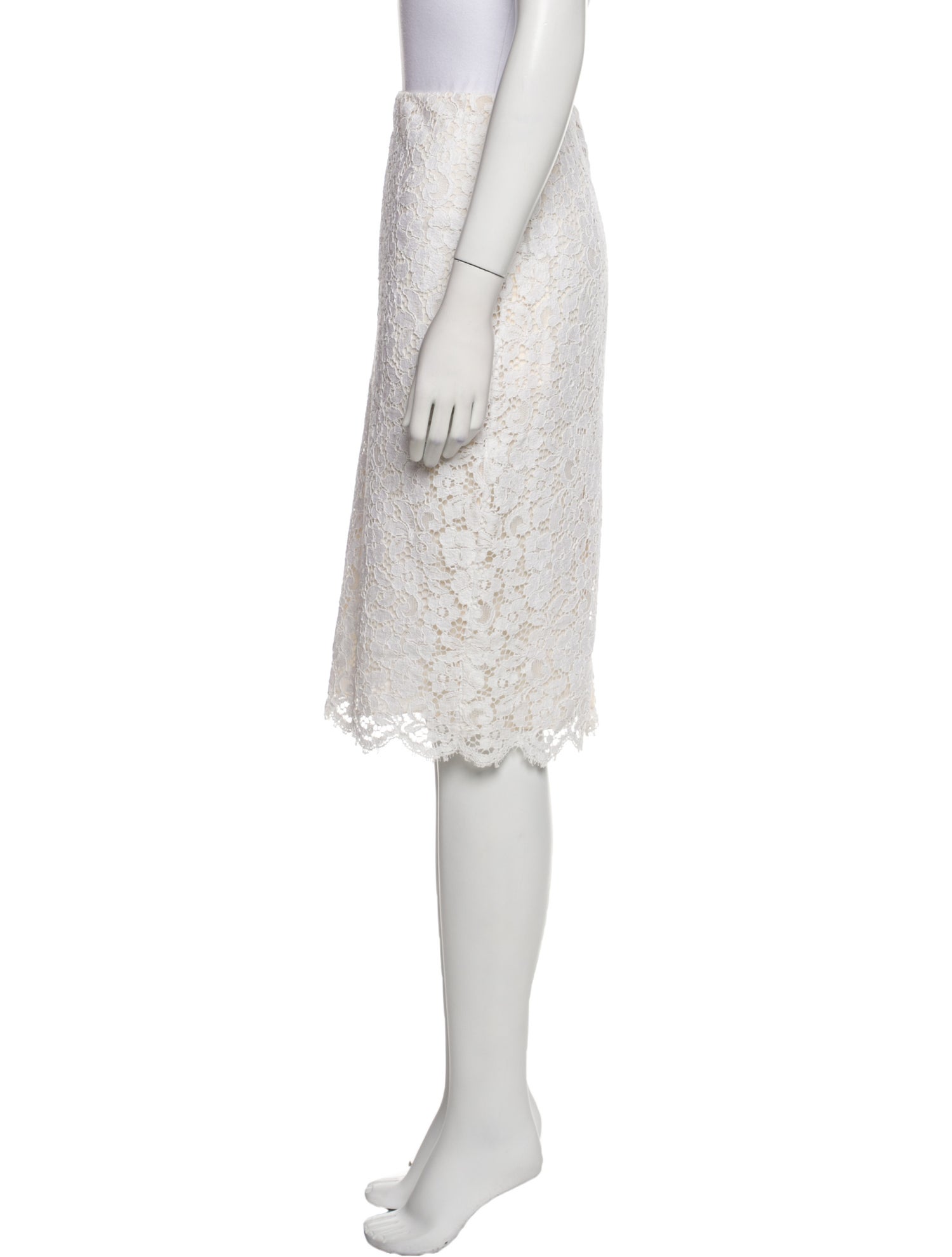 Ralph Lauren Black Label Lace Trim Embellishment Knee-Length Skirt