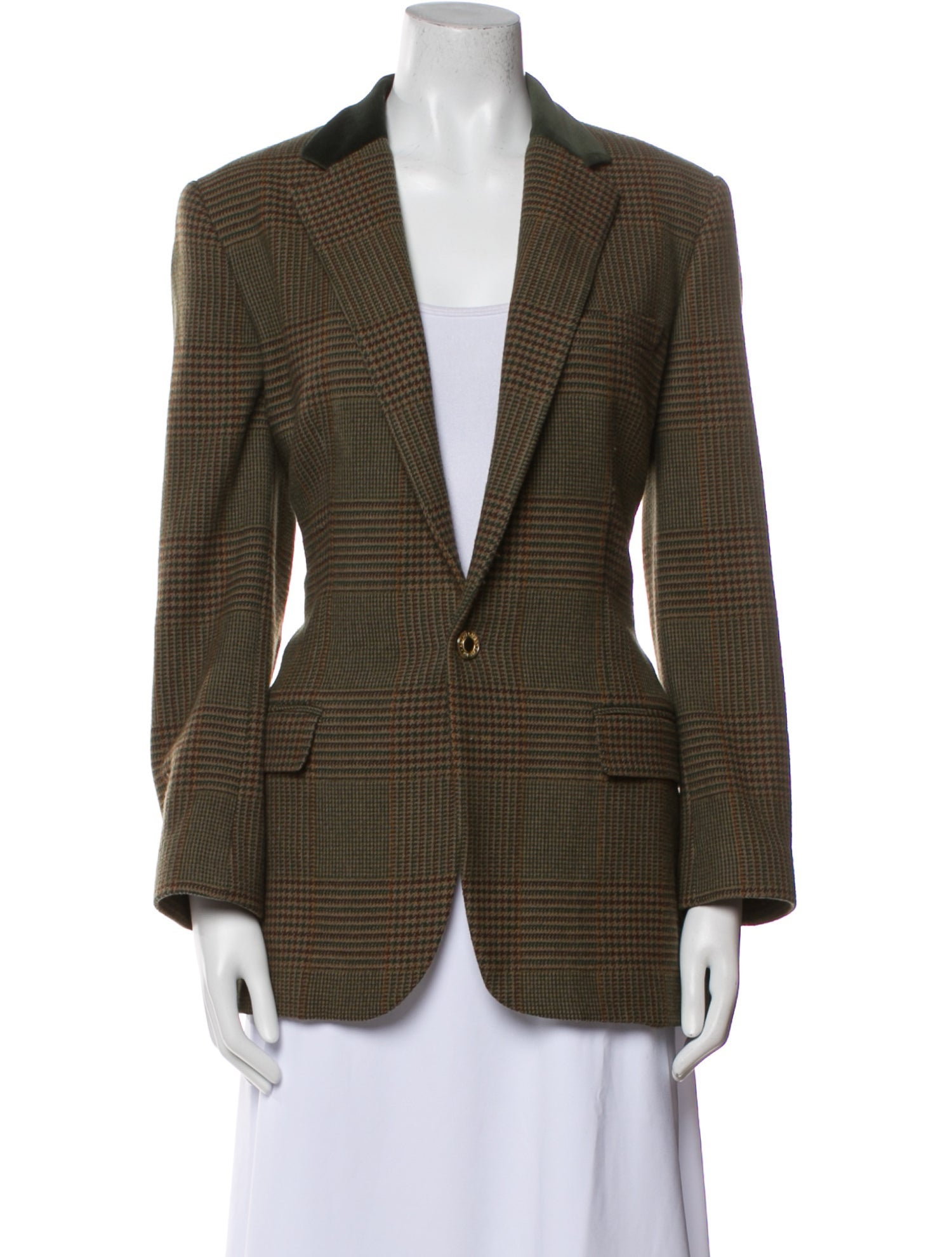 Ralph Lauren Black Label Wool Houndstooth Print Blazer