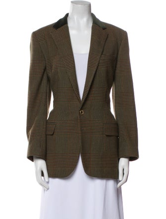 Ralph Lauren Black Label Wool Houndstooth Print Blazer