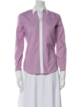 Ralph Lauren Black Label Plaid Print Long Sleeve Button-Up Top