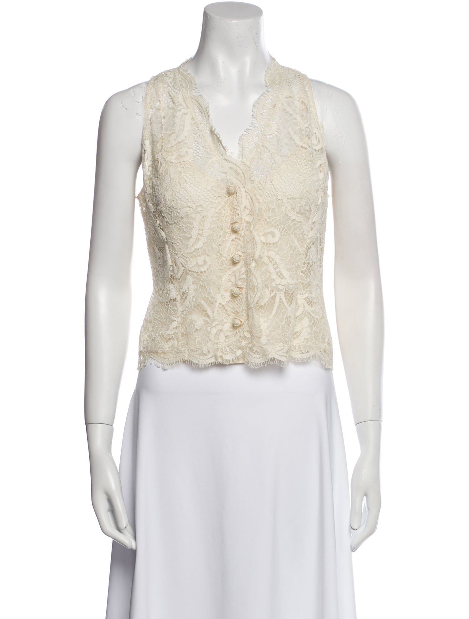 Ralph Lauren Black Label Silk Lace Pattern Crop Top