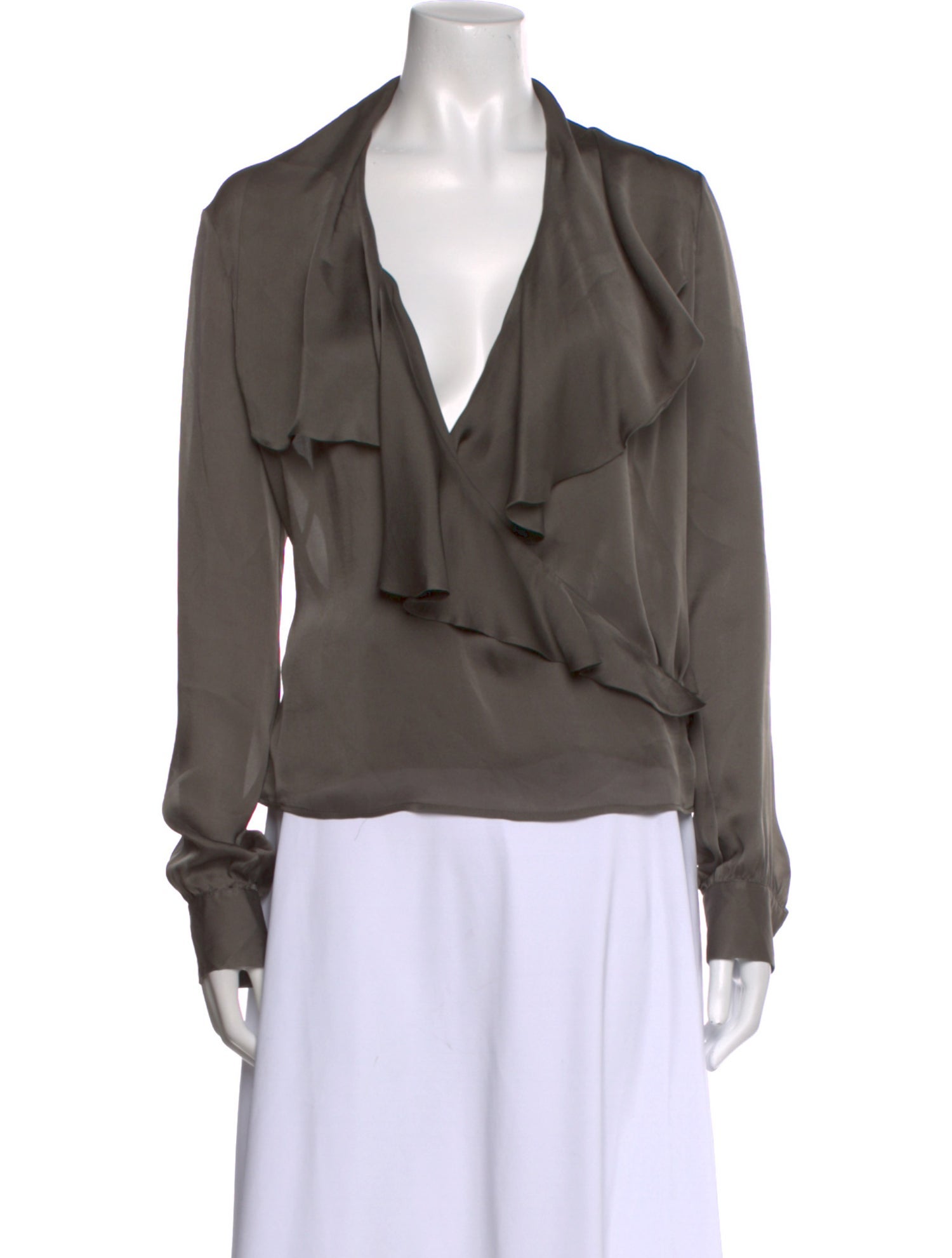 Ralph Lauren Black Label Silk V-Neck Blouse