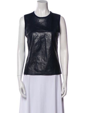 Ralph Lauren Black Label Leather Crew Neck Top
