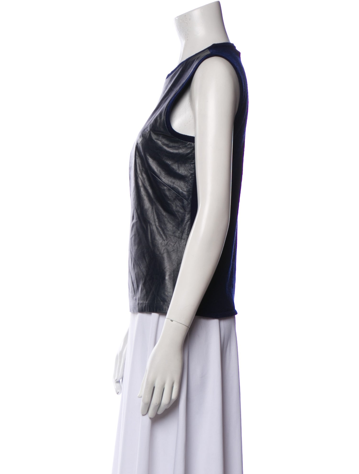 Ralph Lauren Black Label Leather Crew Neck Top