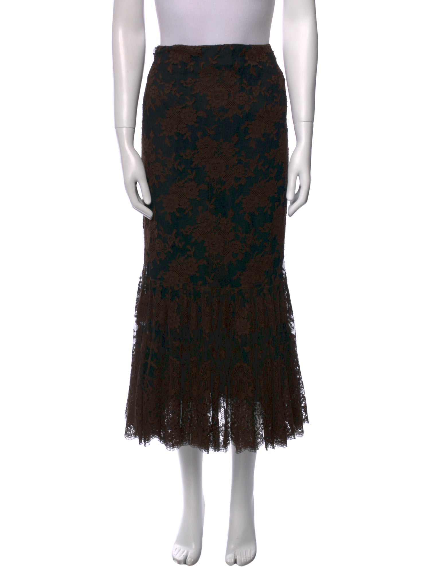 Ralph Lauren Black Label Lace Pattern Midi Length Skirt