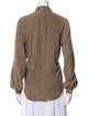 Ralph Lauren Black Label Suede Long Sleeve Button-Up Top