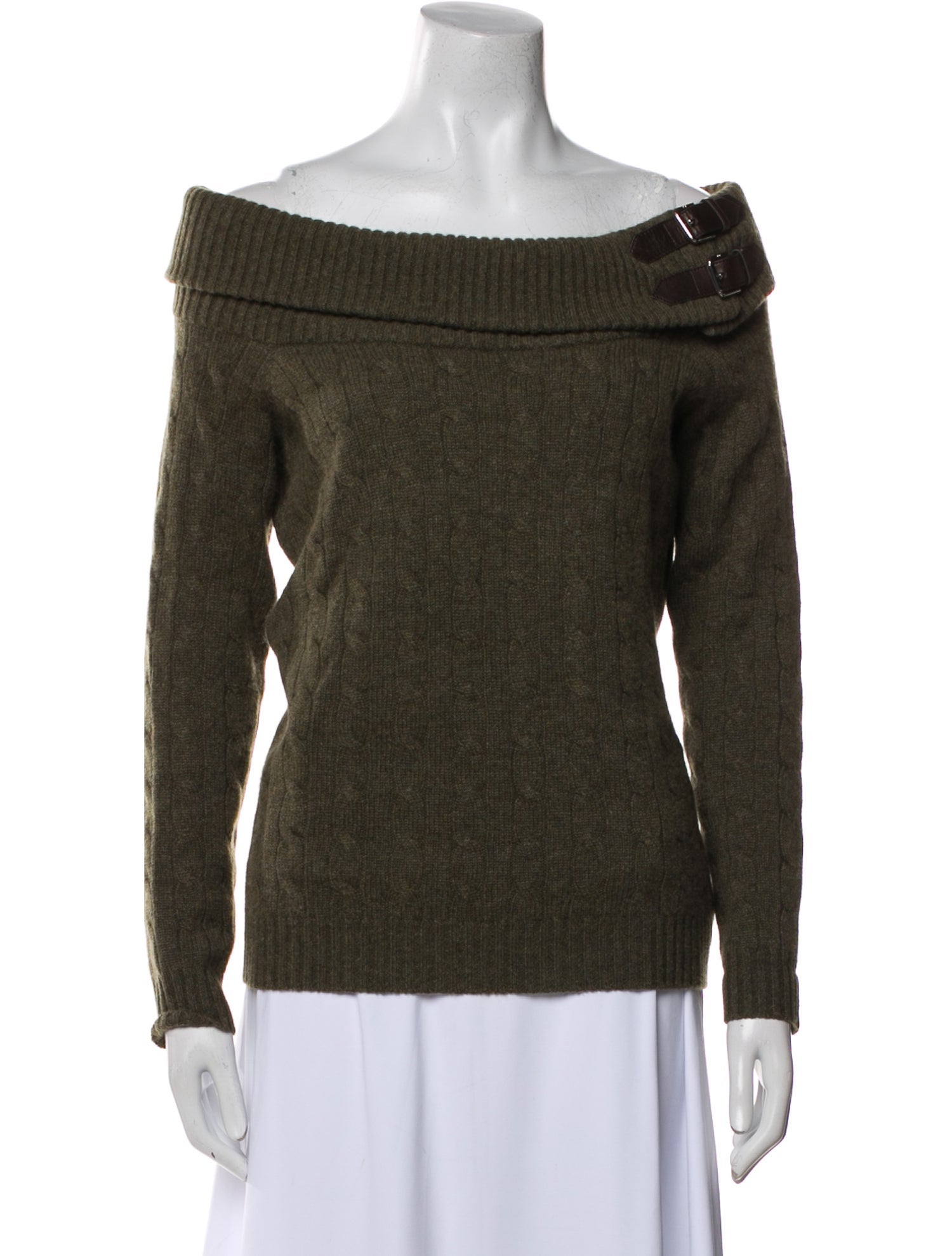 Ralph Lauren Black Label Cashmere Off-The-Shoulder Sweater