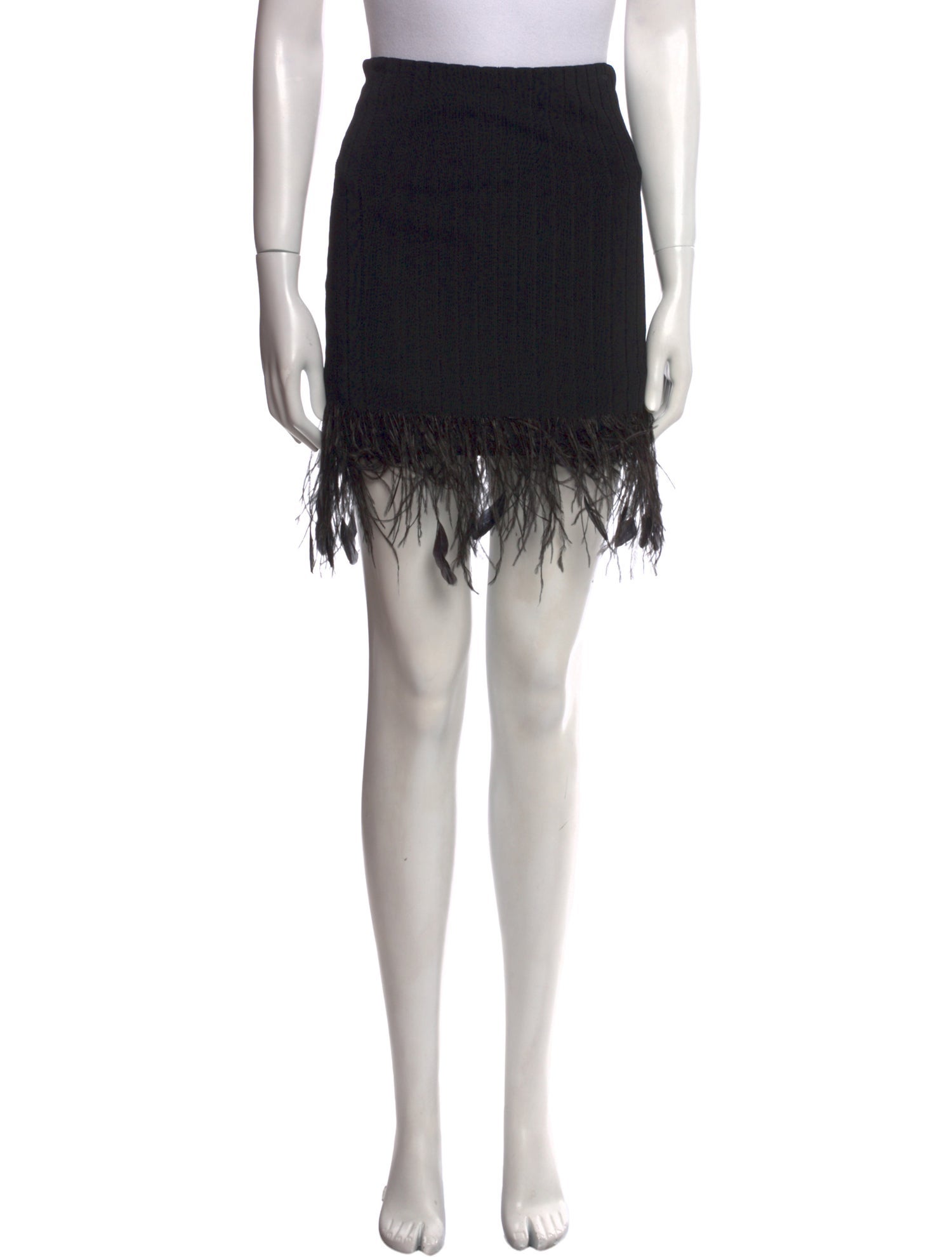 Ralph Lauren Black Label Feather Trim Knee-Length Skirt