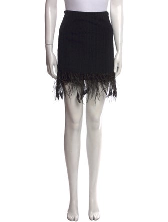 Ralph Lauren Black Label Feather Trim Knee-Length Skirt